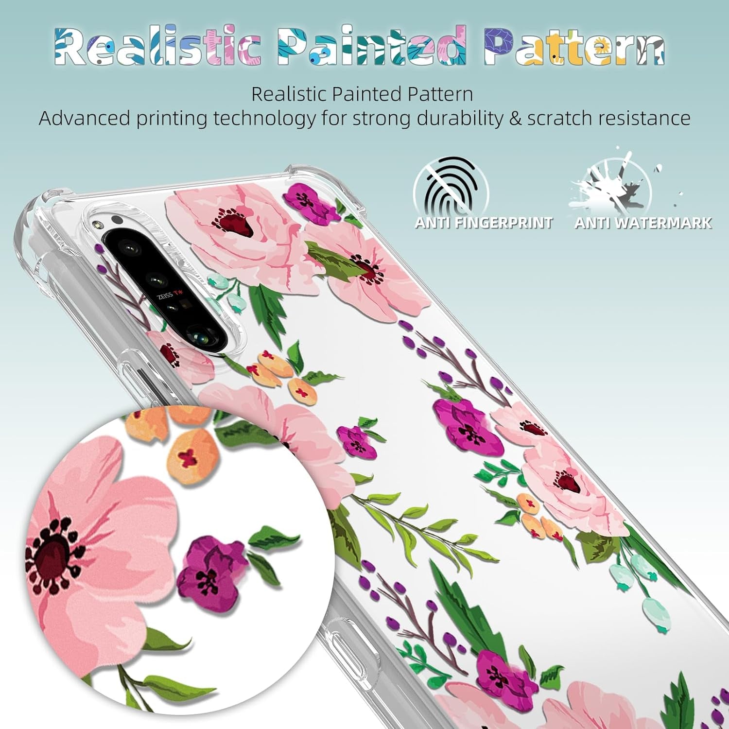 DNTMZIN for Google Pixel 5A Case, Clear TPU Bumper Women Girl Phone Case, Flower Soft & Flexible Shockproof Floral Women Phone Cover,Prevent Watermarks A01-Elegant Peonies,6-Gg5A-01  DNTMZIN   