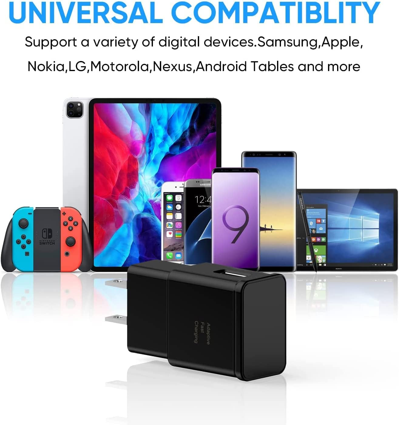 Adaptive Fast Charging USB Wall Charger Adapter Compatible Samsung Galaxy S21 S20 S10 S6 S7 S8 S9 / Edge/Plus/Active, Note 5 8, Note 9, Note 10, LG Quick Charge, Android Phone Travel Plug (2 Pack)  Shenzhen Yuanjiaxin Trading Co.,Ltd   