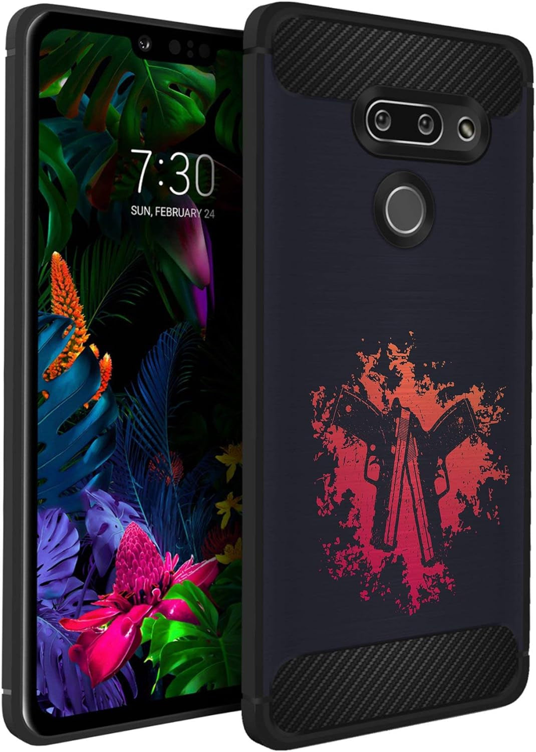 Casesondeck Case Compatible with LG G8 Thinq/Lg G8, Slim Precise Fit TPU Case, Scratch Protection and Unique Design (Don’T Tread on Me)  CasesonDeck Double Guns  