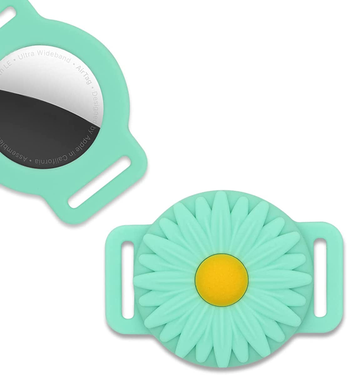 (2 Packs) Dog Collar Holder Compatible for Airtag,Protective Cases Covers Cat Collar Holder Silicone Waterproof  Doweiss   