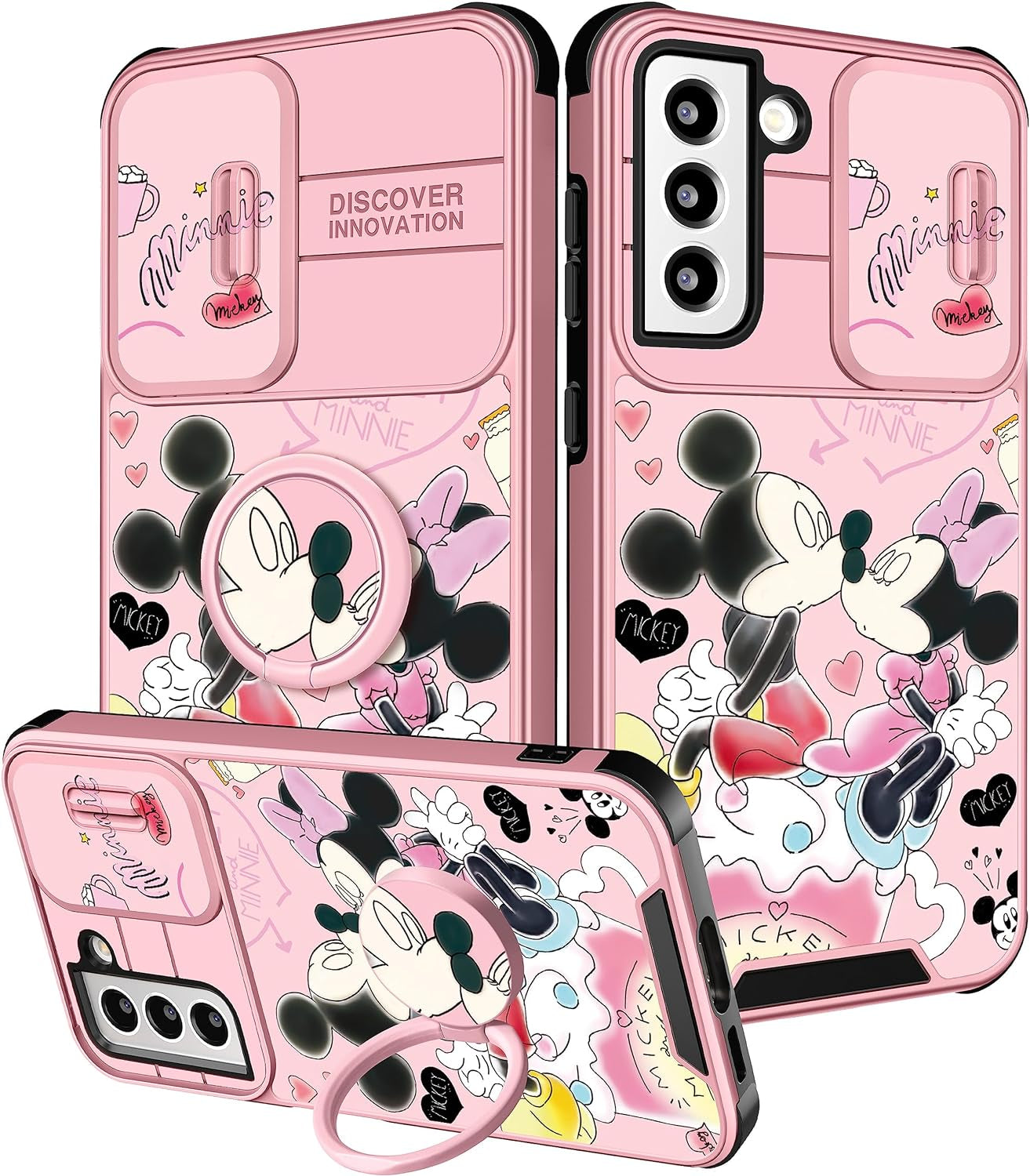 Oqpa for Samsung Galaxy S22 plus Phone Case Cute Cartoon Galaxy S22 plus Case with Camera Cover+Ring Holder for Women Girly Girls Boys Kids Kawaii Funny Case for Samsung S22 Plus, Minn Micki  meitong2020   