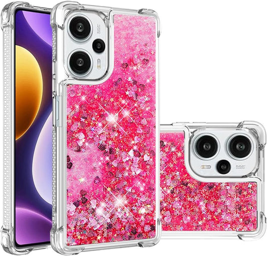 LEMAXELERS Case for Xiaomi Poco F5 5G, Bling Glitter Liquid Clear Case Floating Quicksand Shockproof Protective Sparkle Silicone Soft TPU Case for Xiaomi Poco F5 5G. YBL Love Rose  LEMAXELERS   
