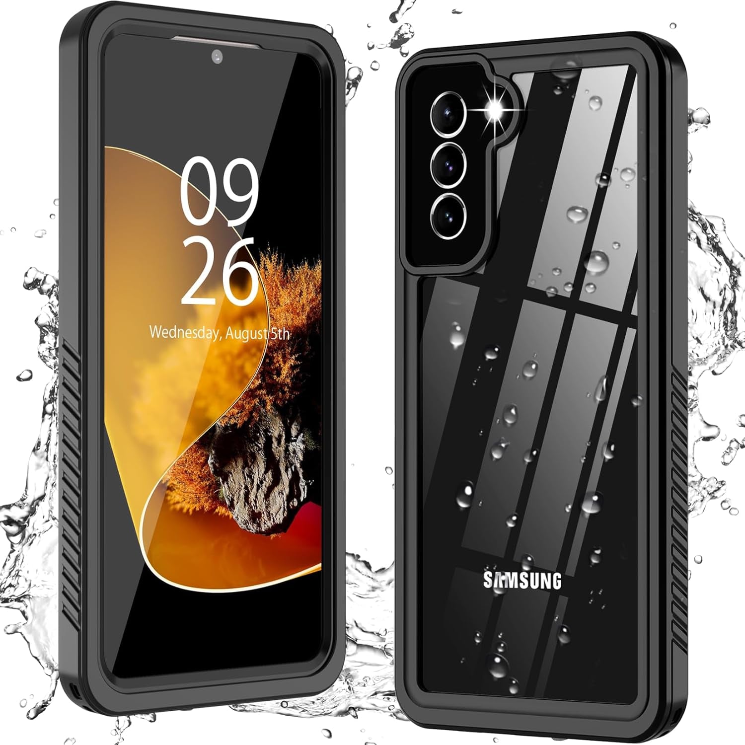 ANTSHARE for Samsung Galaxy S21+ plus Case Waterproof, Built in Screen Protector 360° Full Body Protective Shockproof IP68 Underwater Clear Case for Samsung Galaxy S21+ plus 6.7Inch  ANTSHARE Black S21 
