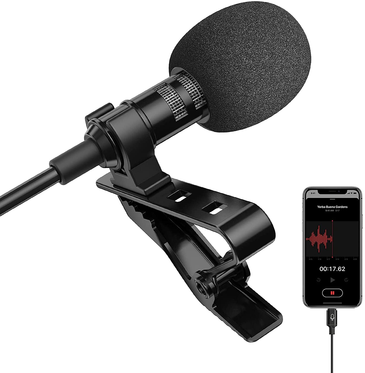 TTSTAR ISAIBELL Microphone Professional for Iphone Lavalier Lapel Omnidirectional Condenser Mic Audio Video Recording Clip-On Lavalier Mic for Youtube Interview Tiktok for Ipad/Ipod (Mfi-Certified)  TTSTAR   
