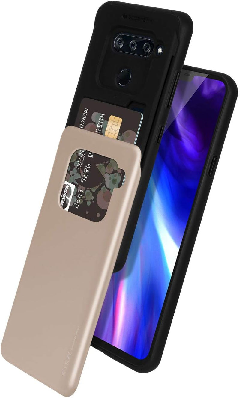 GOOSPERY LG V40 Thinq Case, LG V40 Case [Sliding Card Holder] Protective Dual Layer Bumper [TPU+PC] Cover with Card Slot Wallet for LG V40 Thinq (Rose Gold) LGV40-SKY-RGLD  GOOSPERY Gold  