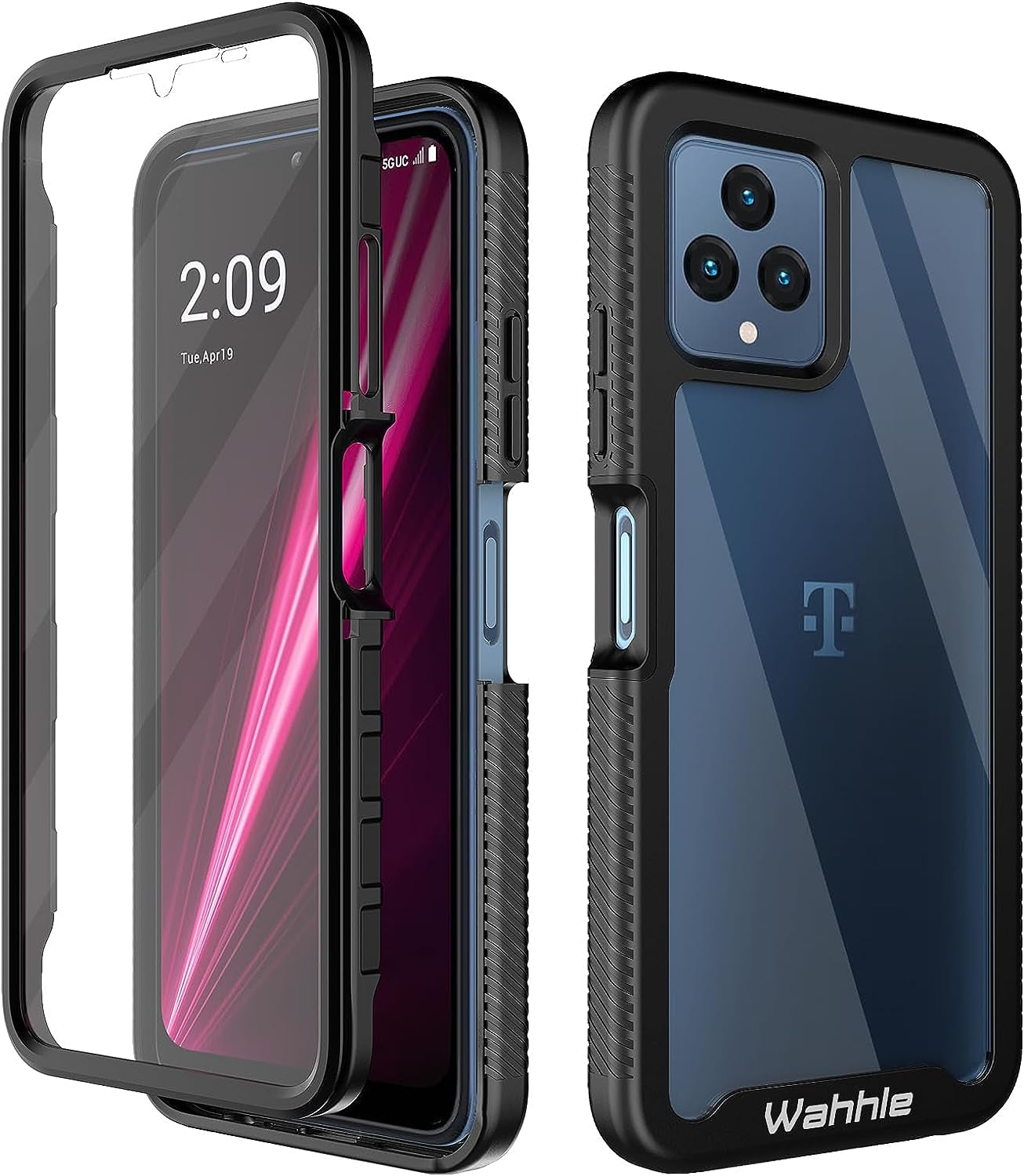 Wahhle Oneplus Nord N200 5G Case, Built in Screen Protector Full Body Shockproof Slim Fit Bumper Protective Phone Cover for 1+ Nord N200 5G Men Women-Black/Clear  wahhle Black T-Mobile Revvl 6 