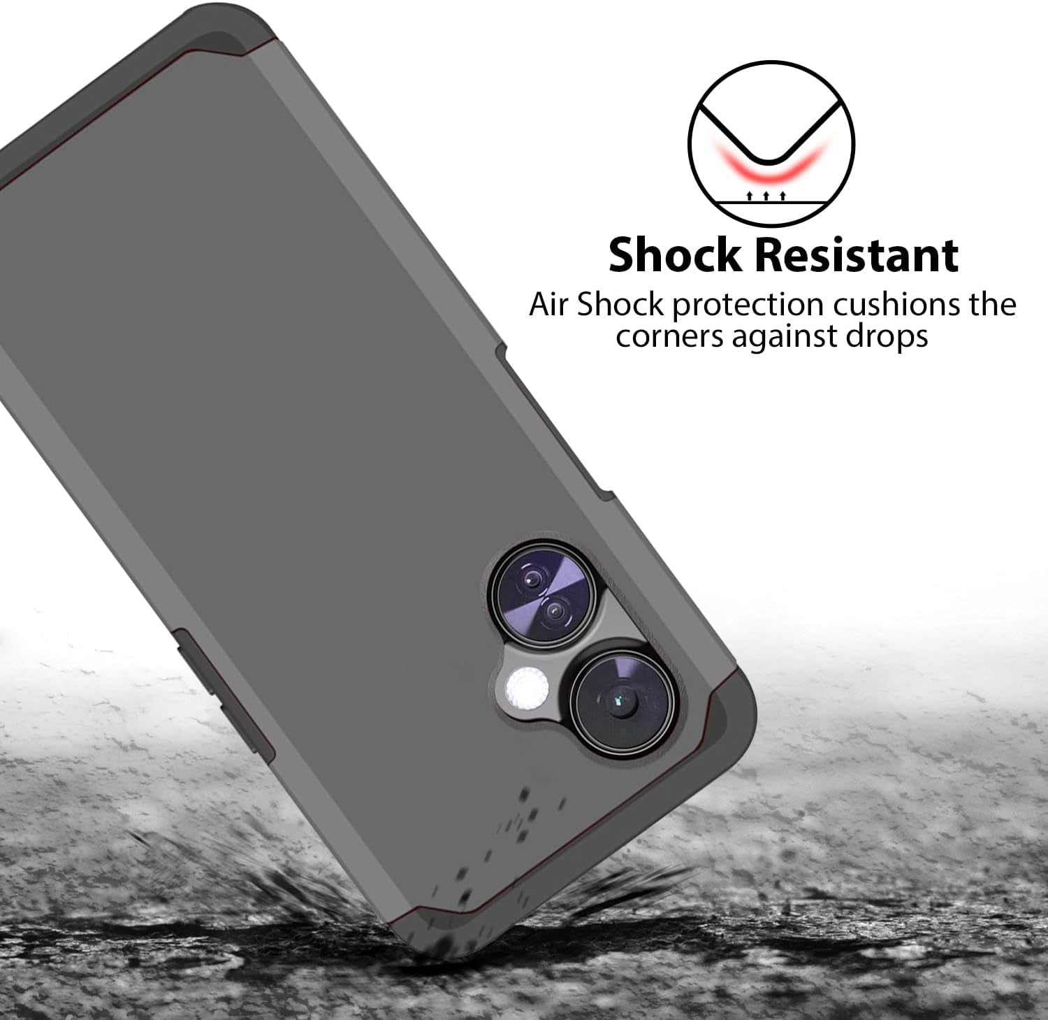 TJS Compatible for Oneplus Nord N30 5G Case, with Tempered Glass Screen Protector Dual Layer Hybrid (Magnetic Mount Friendly) Shockproof Drop Protection Impact Phone Case (Gray)  TJS   