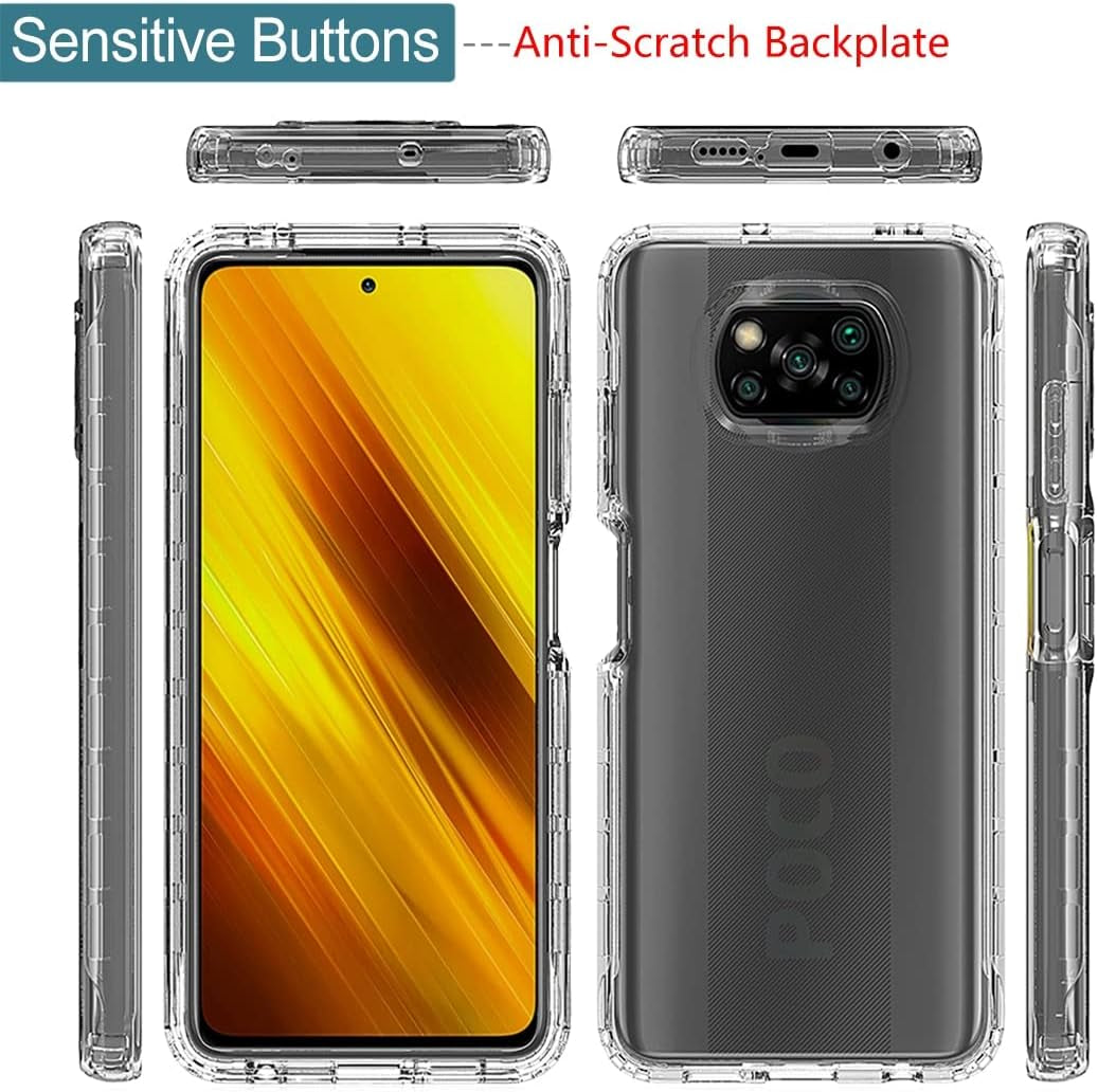 Zoeirc Case for Poco X3 Nfc/Poco X3 Pro/Poco X3 Case with Tempered Glass Screen Protector, Soft 360 Full Body Shockproof Hybrid Bumper Crystal Clear Case Cover for Xiaomi Poco X3 NFC (Clear)  Zoeirc   
