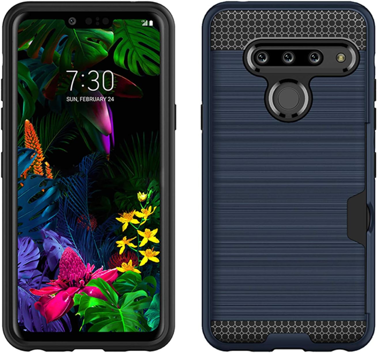 Case for LG G8, Thinq Case with Card Slot Holder, Shock Absorption Case Protective Cover for LG G8 (Navy Blue)  jia   