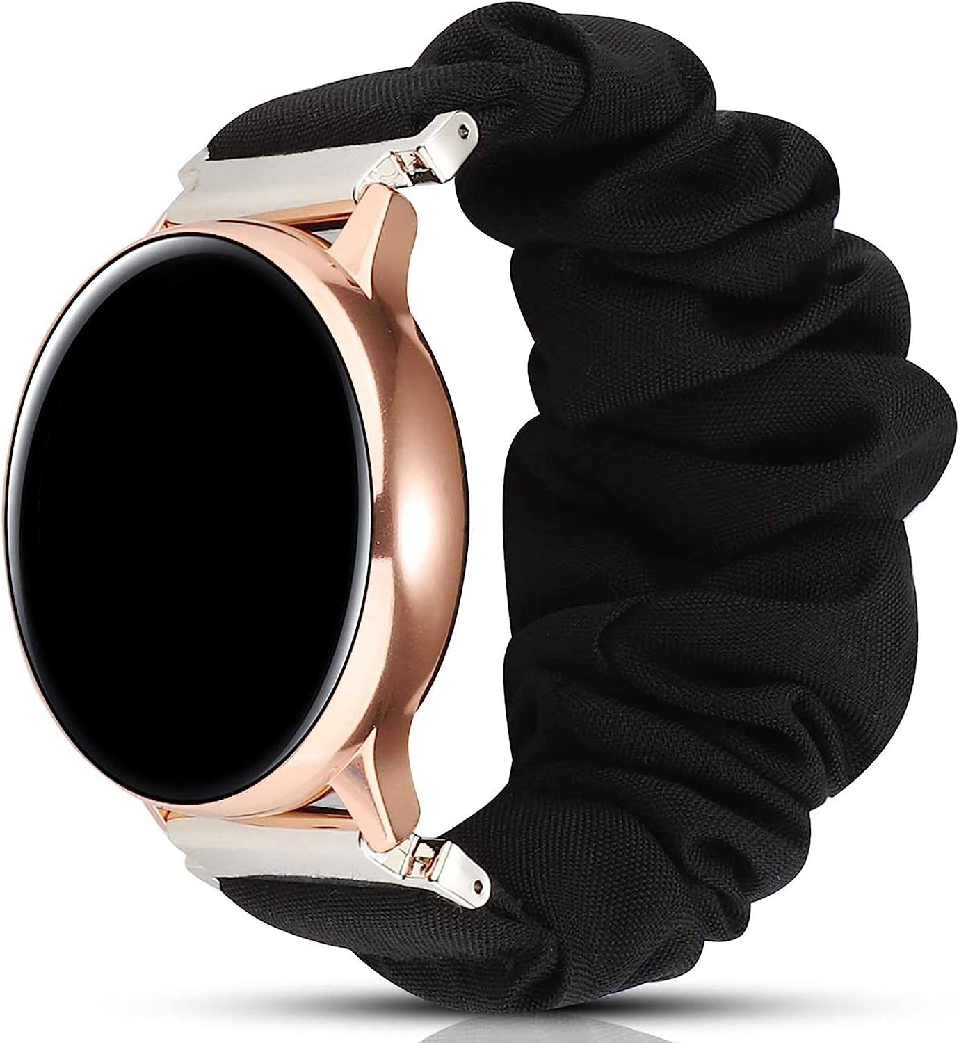 Fit for Garmin Venu Sq Bands Women, 20Mm Feminine Elastic Scrunchy Replacement Watch Band Straps Bracelet Wristband Fit for Garmin Vivoactive 3 Music, Galaxy Watch Active 2 (Black)  hengkang   