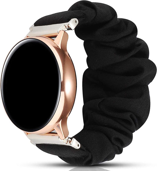 Fit for Garmin Venu Sq Bands Women, 20Mm Feminine Elastic Scrunchy Replacement Watch Band Straps Bracelet Wristband Fit for Garmin Vivoactive 3 Music, Galaxy Watch Active 2 (Black)  hengkang   