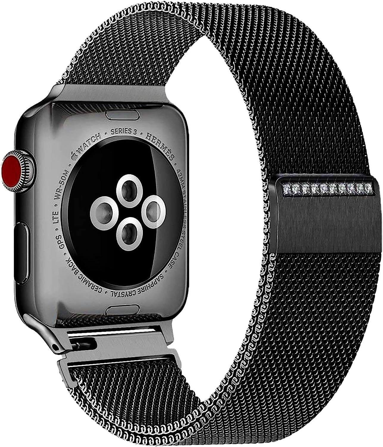 Magnetic Metal Band Compatible with Apple Watch Bands 38Mm 40Mm 41Mm 42Mm 44Mm 45Mm for Men Women, Stainless Steel Mesh Milanese Loop Diamond Strap Compatible for Iwatch Series Se/7/6/5/4/3/2/1,Black  BANDHOME   