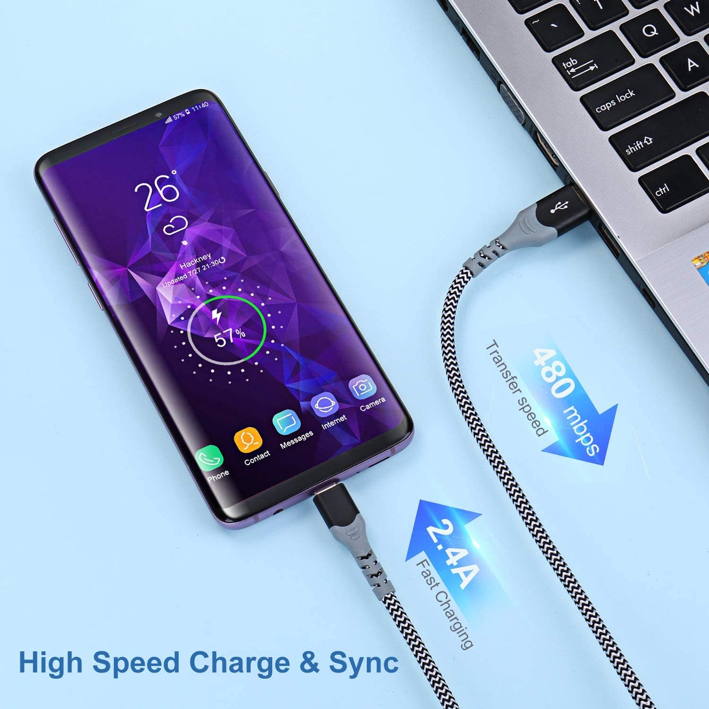 Adaptive Fast Charging Wall Charger with USB C Cable 10Ft, Excgood USB Fast Charger Type C Charger Compatible for Samsung Galaxy S23 Ultra A13 A03S A53 A23 S22 S21 S20 S10 S9 Android Phone-2Pack,Black  Shenzhen Hao Nuo Tian Electronics Co.,LTD   