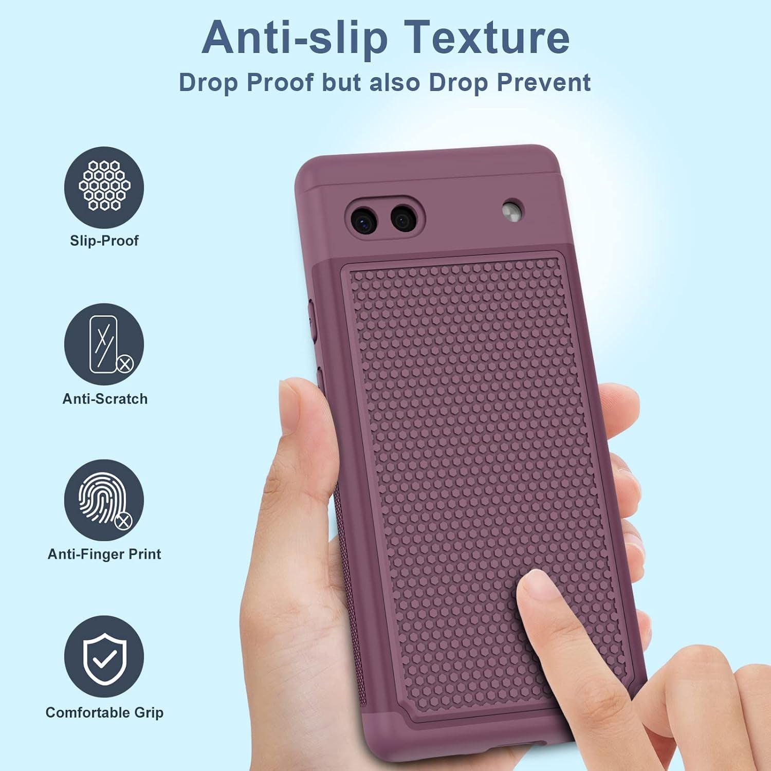 JXVM for Google Pixel 6A Phone Case: Dual Layer Protective Heavy Duty Cell Phone Cover Shockproof Rugged with Non Slip Textured Back | Military Drop Protection Bumper Tough - 6.1Inch (Burgundy Purple)  JXVM   