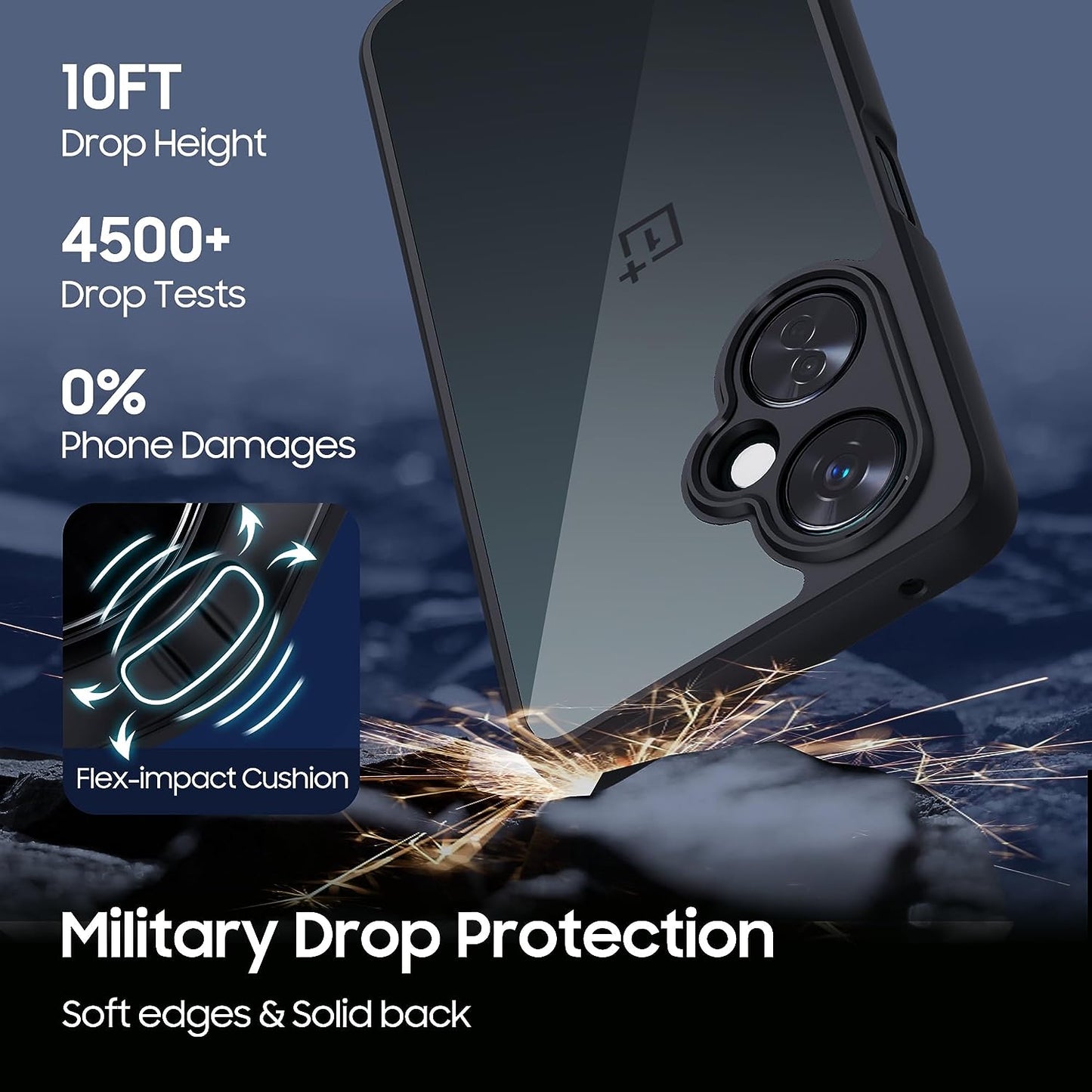 MAKAVO for Oneplus Nord N30 5G Case with Glass Screen Protector, Non-Yellowing Crystal Clear Shockproof Bumper Case, Slim Thin yet Military Grade Drop Proof Phone Cover  MAKAVO   