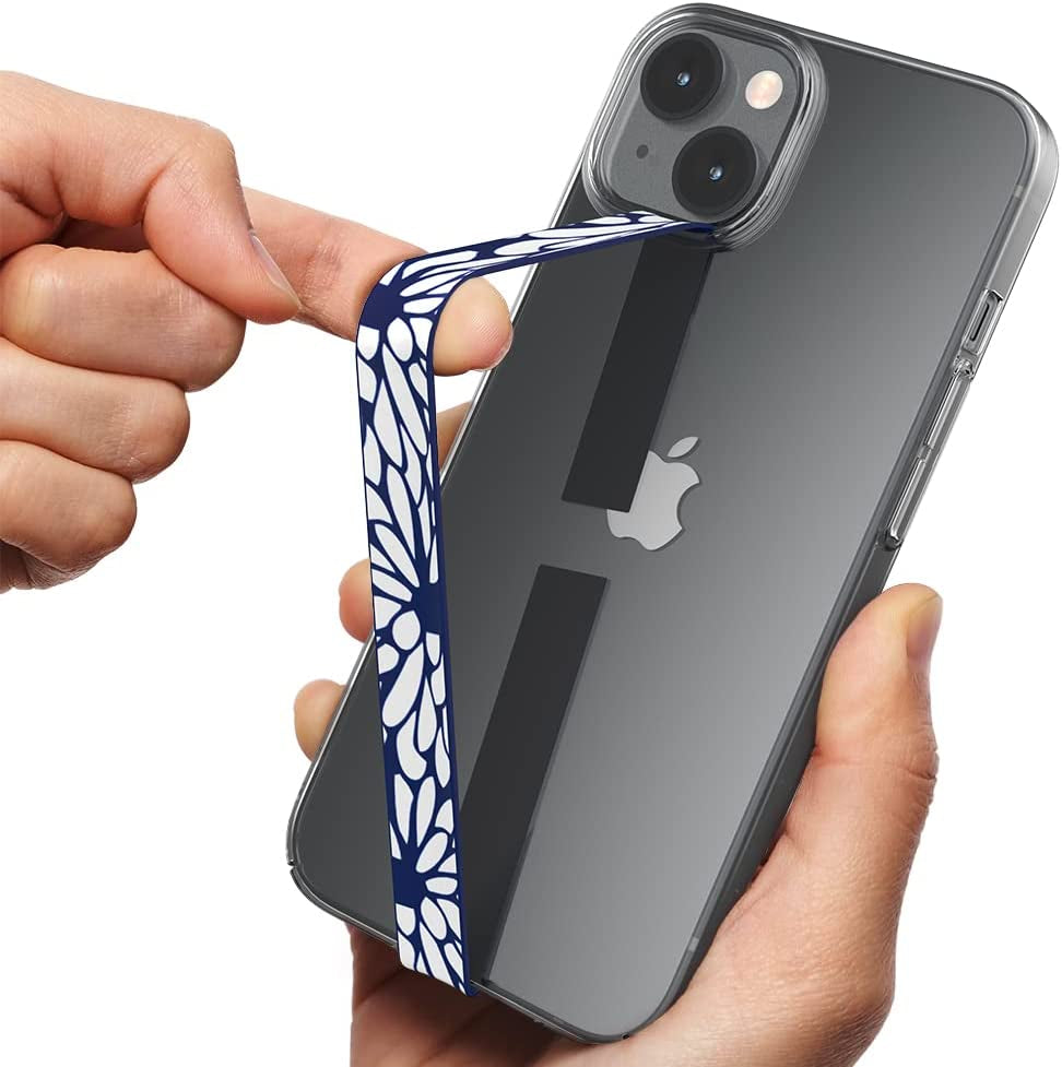 Sinjimoru Silicone Stretching Strap as Phone Grip Holder, Slim Grip Tape for Iphone Case, Secure Phone Strap as Cell Phone Holder. Sinji Loop Black  Sinjimoru Co. Ltd Blooming Navy  
