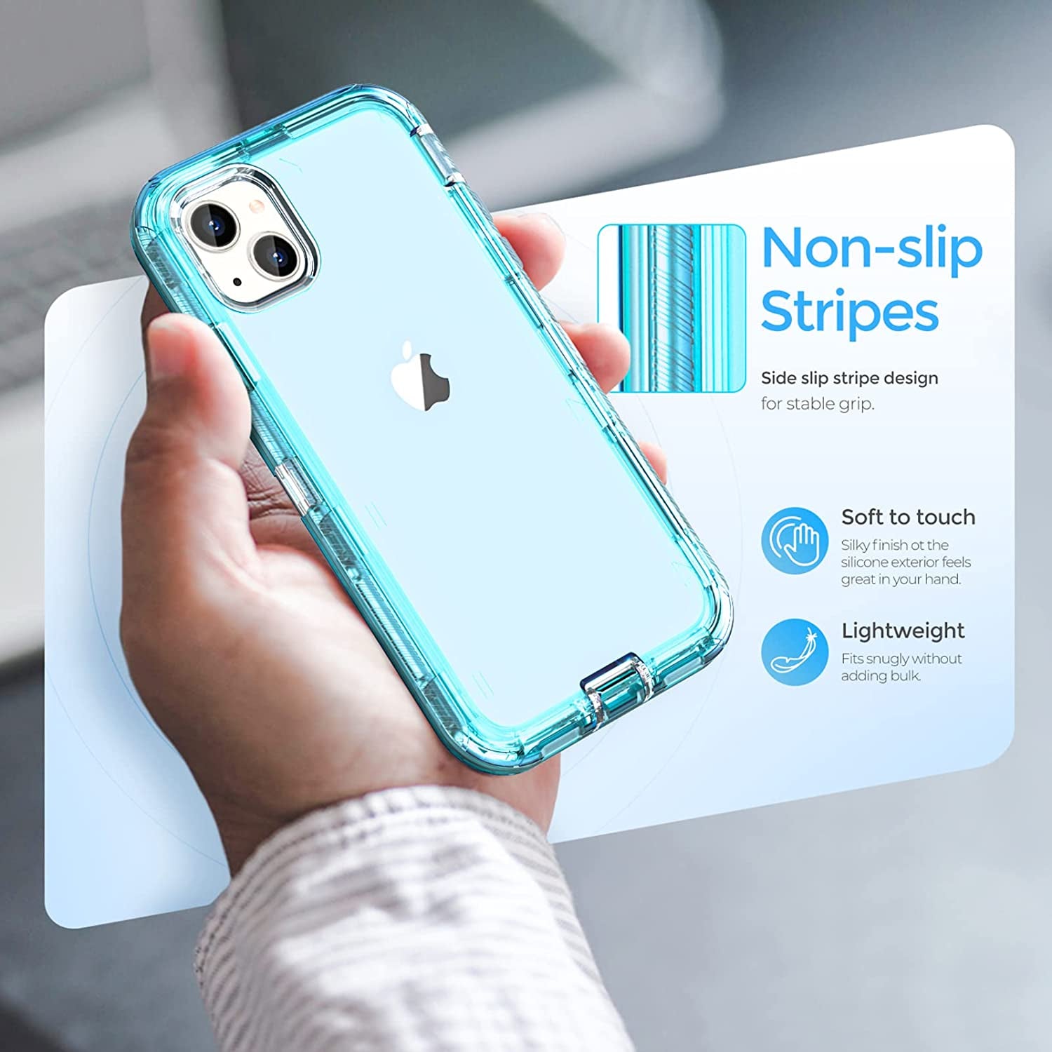 Oribox Case for Iphone 13, Heavy Duty Shockproof Anti-Fall Clear Case,Crystal Blue  ORIbox   