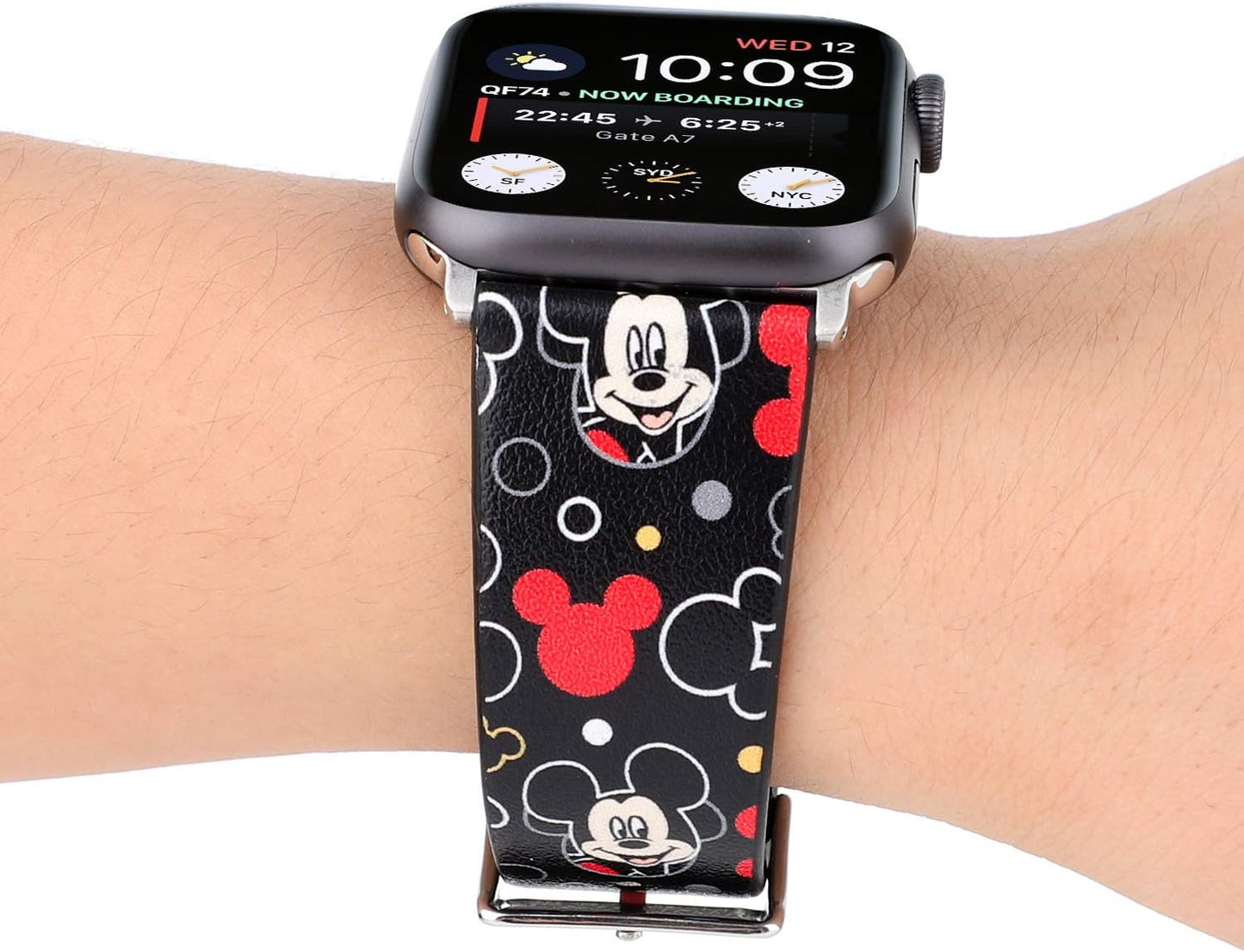 Lovely Style Watch Band Strap Cute Dressy Leather Wristband Bracelet Compatible with 45Mm 44Mm 42Mm Apple Watch Series 8/7/6/5/4/3/2/1/Se/49Mm Ultra (Black)  Clatune   