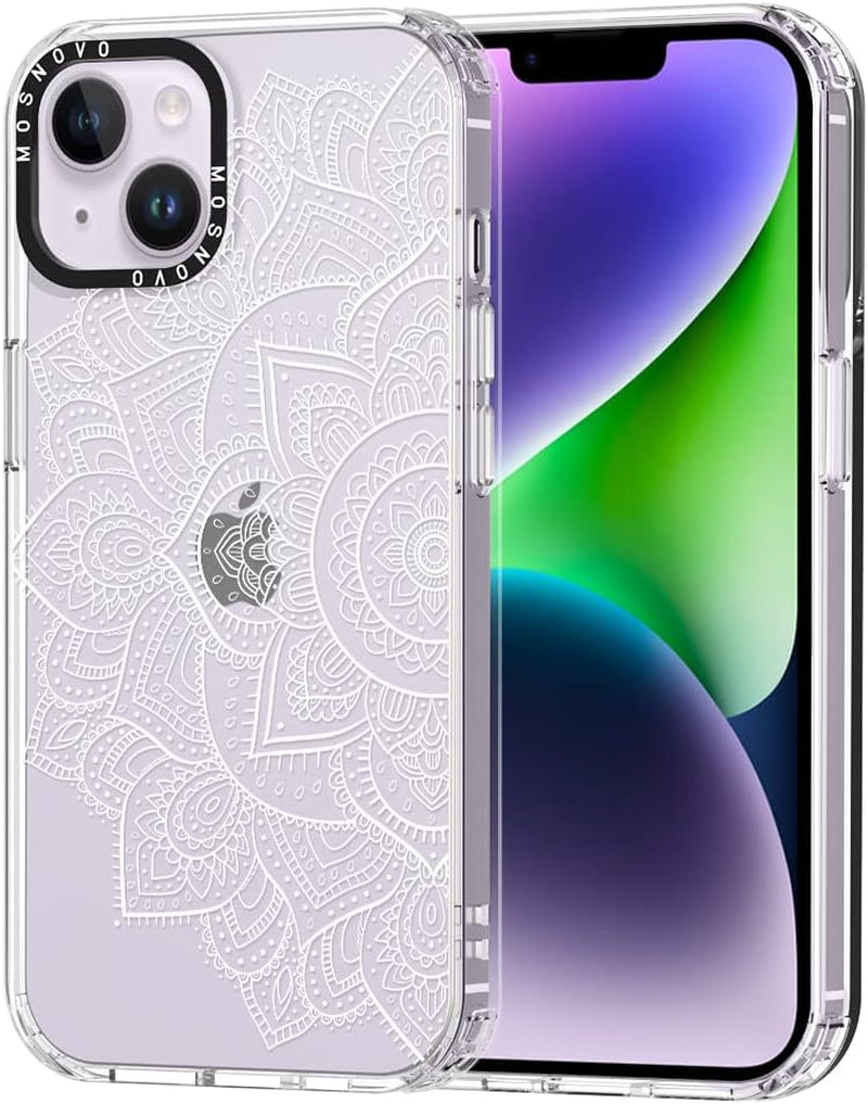 MOSNOVO Compatible with Iphone 14 plus Case, [Buffertech 6.6 Ft Drop Impact] [Anti Peel off Tech] Clear TPU Shockproof Bumper Phone Case Cover with Black Dragon Designed for Iphone 14 plus 6.7"  MOSNOVO White Henna  