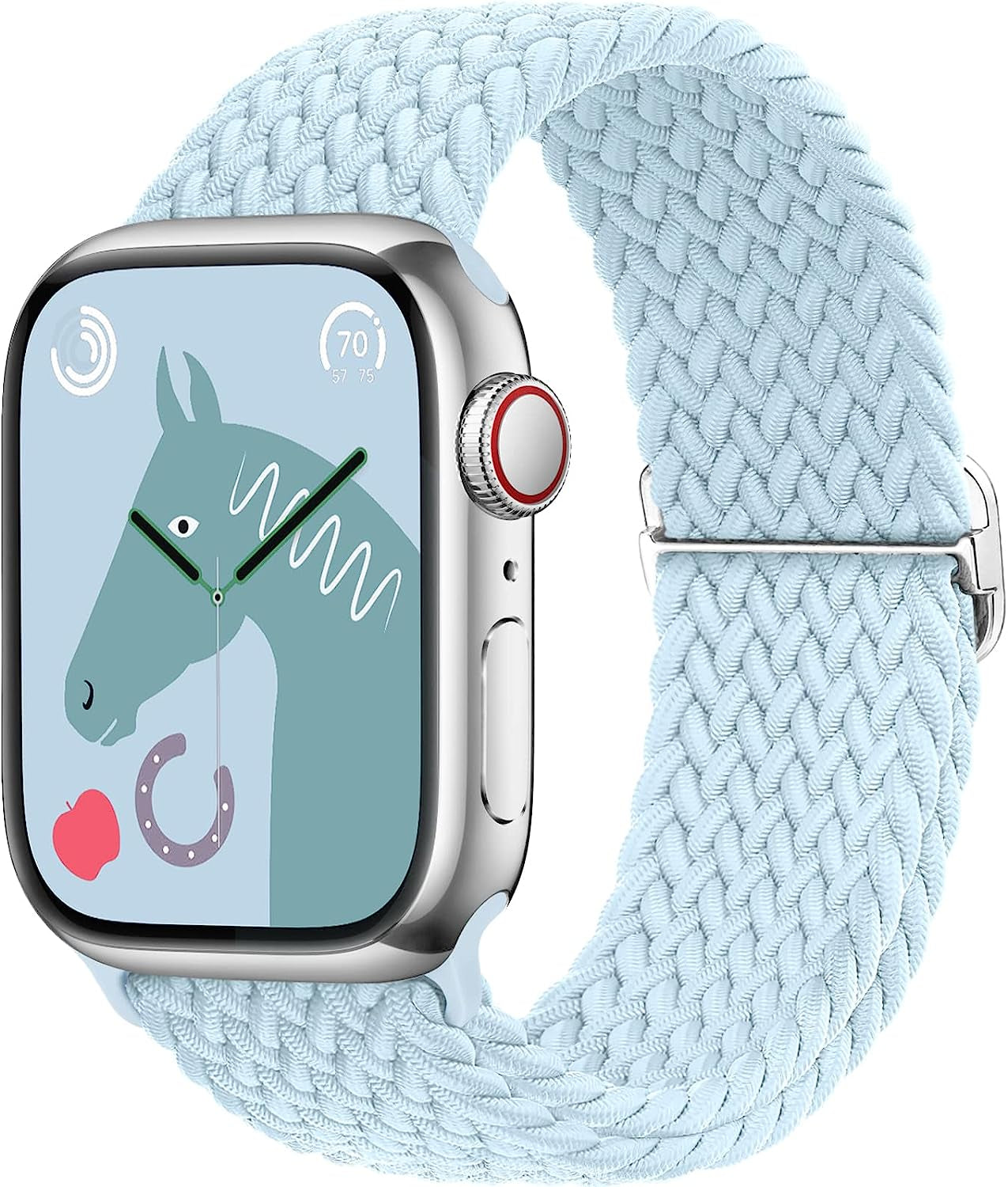 Transjoy Braided Stretchy Adjustable Watch Band for Apple Watch Band 38Mm 40Mm 41Mm 42Mm 44Mm 45Mm for Women Men, Soft Nylon Elastic Straps Solo Loop Wristbands for Iwatch Series 8 7 6 SE 5 4 Ultra  TransJoy Sky Blue 42MM/44MM/45MM/49MM 