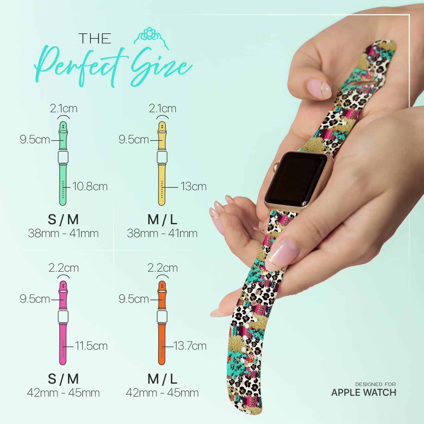 Lux Bands Printed Watch Band - Apple SE Watch Band with Silicone Strap - Smart Watch Band with Stainless Steel Buckle - Adjustable Iwatch Band - Apple Wristbands for Iwatch Series 8-1 SE  Lux Bands   