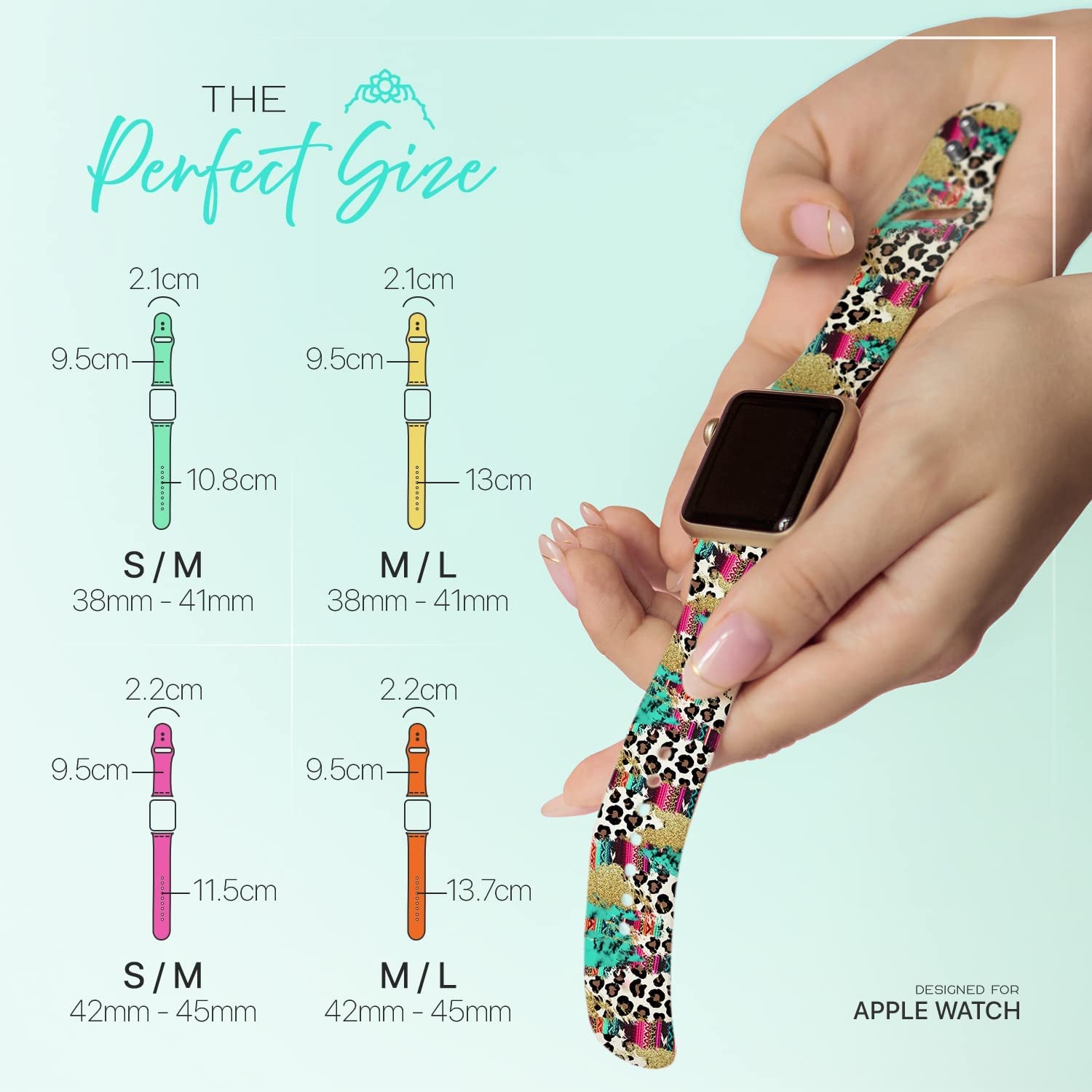 Lux Bands Printed Watch Band - Apple SE Watch Band with Silicone Strap - Smart Watch Band with Stainless Steel Buckle - Adjustable Iwatch Band - Apple Wristbands for Iwatch Series 8-1 SE  Lux Bands   