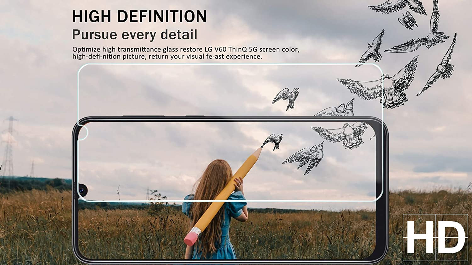 LG V60 Thinq Screen Protector + Camera Lens Protectors by YEYEBF,[2+2 Pack] Tempered Glass Screen Protector [9H Hardness][Case-Friendly][3D Glass][Bubble-Free] Screen Protector Glass for LG V60 Thinq  YEBF   