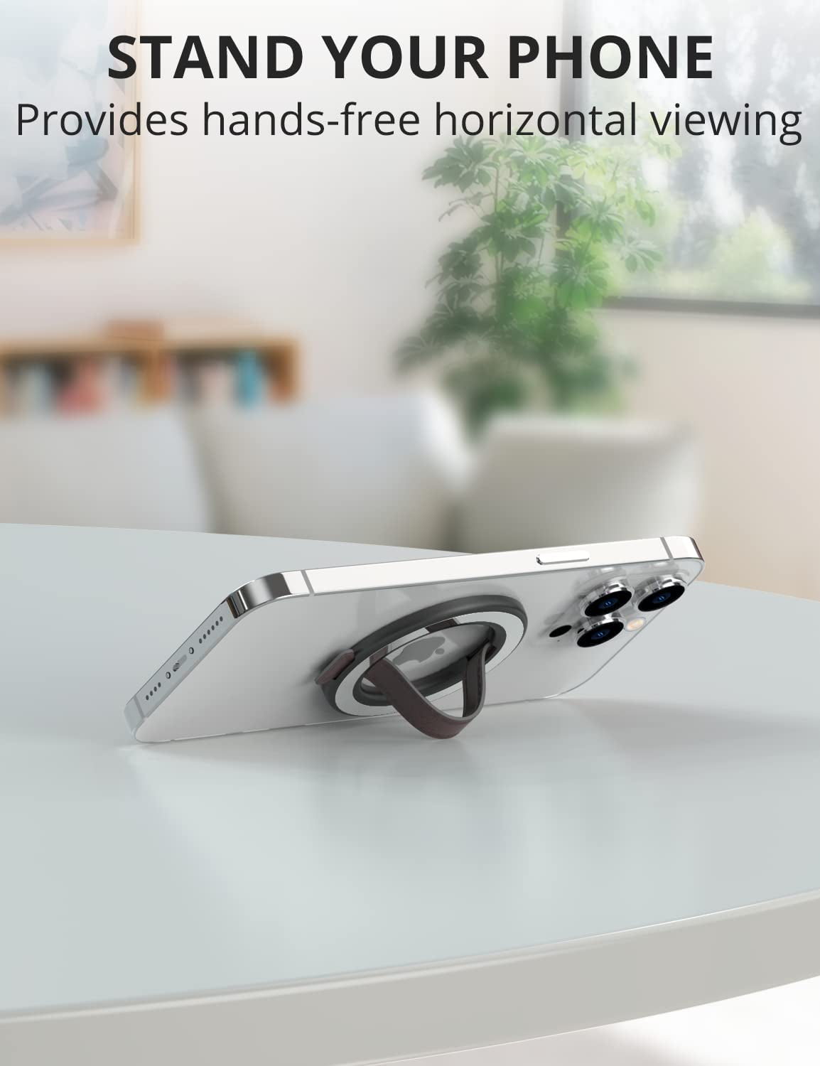 SUPMEGA Phone Grip, Phone Ring Holder with Leather Loop Finger Grip and Kickstand, Sticky Comfortable Slim Phone Finger Holder for All Phones  SUPMEGA   