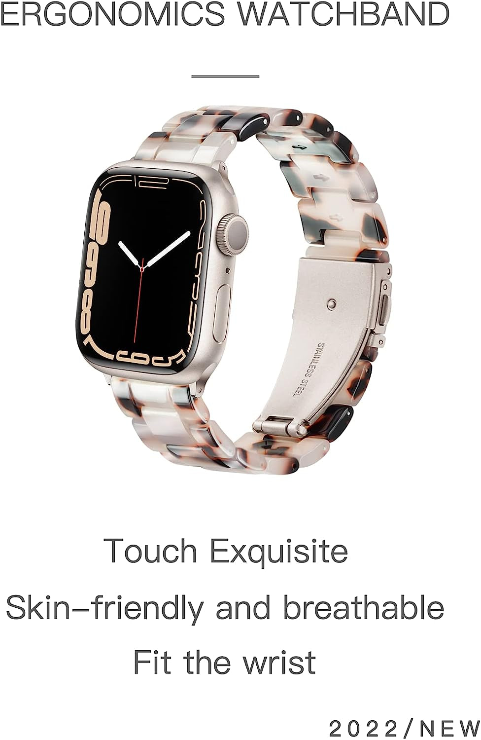 YGTIECS Starlight Apple Watch Band 41Mm 40Mm 38Mm, Super Lightweight, Comfortable, Compatible with Apple Watch Series 8 & 7, Fashionable for Apple Watch Series 8 7 SE 6 5 4 3 2 1-Black Tortoise Flower  YGTIECS   