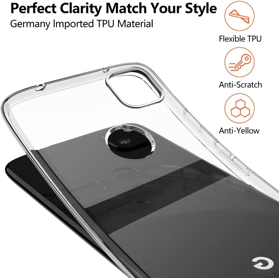SNOSHO for Google Pixel 4A Case,Slim Thin Soft Skin Silicone Flexible TPU Gel Anti-Scratch Shockproof Protective Case Cover for Pixel 4A [NOT Compatible with Pixel 4A 5G],Crystal Clear  SNOSHO   