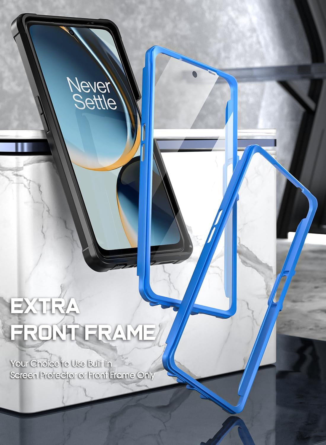 Poetic Guardian Case Designed for Oneplus Nord N30 5G, [20FT Mil-Grade Drop Tested], Full Body Hybrid Shockproof Bumper Cover with Built-In Screen Protector, Blue/Clear  Poetic   