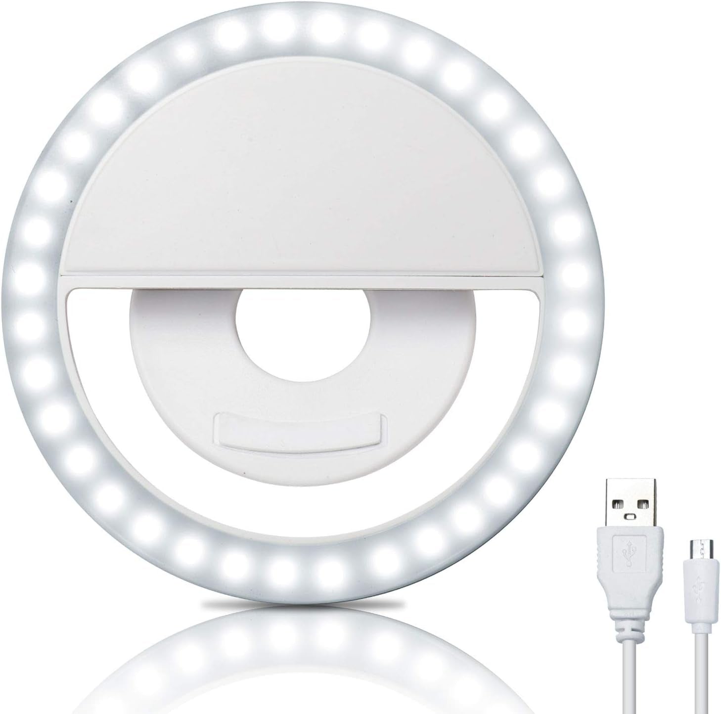ABLY Clip-On Selfie Ring Light with 36 LED 3 Level Adjustable Brightness Portable Rechargeable Selfie Fill Ring Light Circle Light for Phone Laptop Photography Video Livestream Makeup Fill Light  ABLY   