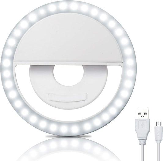 ABLY Clip-On Selfie Ring Light with 36 LED 3 Level Adjustable Brightness Portable Rechargeable Selfie Fill Ring Light Circle Light for Phone Laptop Photography Video Livestream Makeup Fill Light  ABLY   