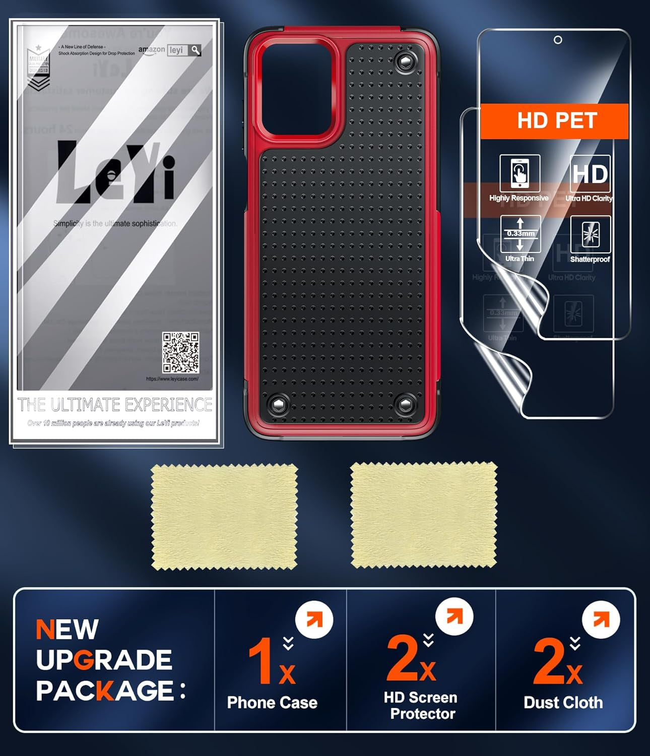 Leyi for Motorola-G-Power Case 2023 (XT2311): Moto G Power Phone Case with HD Screen Protectors, Heavy Duty Dual Layer Hard PC Textured Back & Soft Bumper Cover Case for Motorola G Power 2023, Red  LeYi   