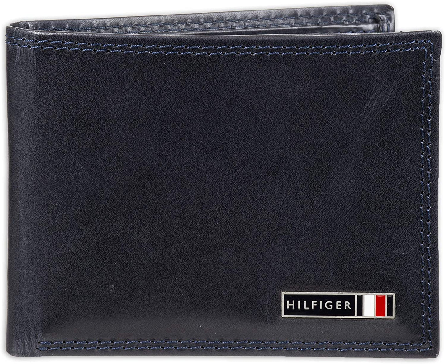 Tommy Hilfiger Men'S Genuine Leather Passcase Wallet with Multiple Card Slots  Tommy Hilfiger Men's Accessories Navy Edisto One Size 