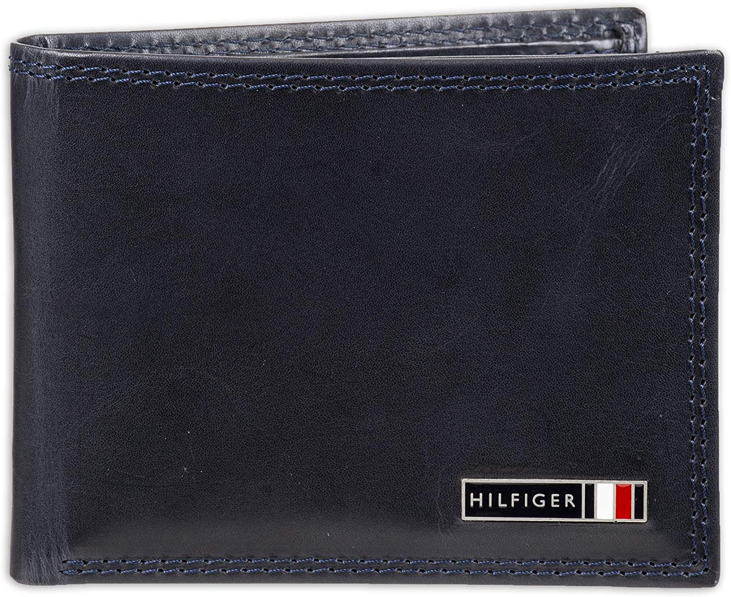 Tommy Hilfiger Men'S Genuine Leather Passcase Wallet with Multiple Card Slots  Tommy Hilfiger Men's Accessories Navy Edisto One Size 