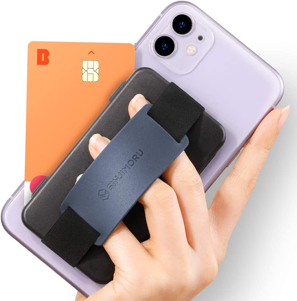 Sinjimoru Secure Magnetic Wallet as Phone Grip Stand for Magsafe Wallet, Cell Phone Wallet Stick on with Phone Kickstand & Phone Grip Holder for Iphone 12/13 and 14 Series. M-Card Zip Black  Sinjimoru Co.Ltd Card Zip 2 Midnight Blue Adhesive wallet 