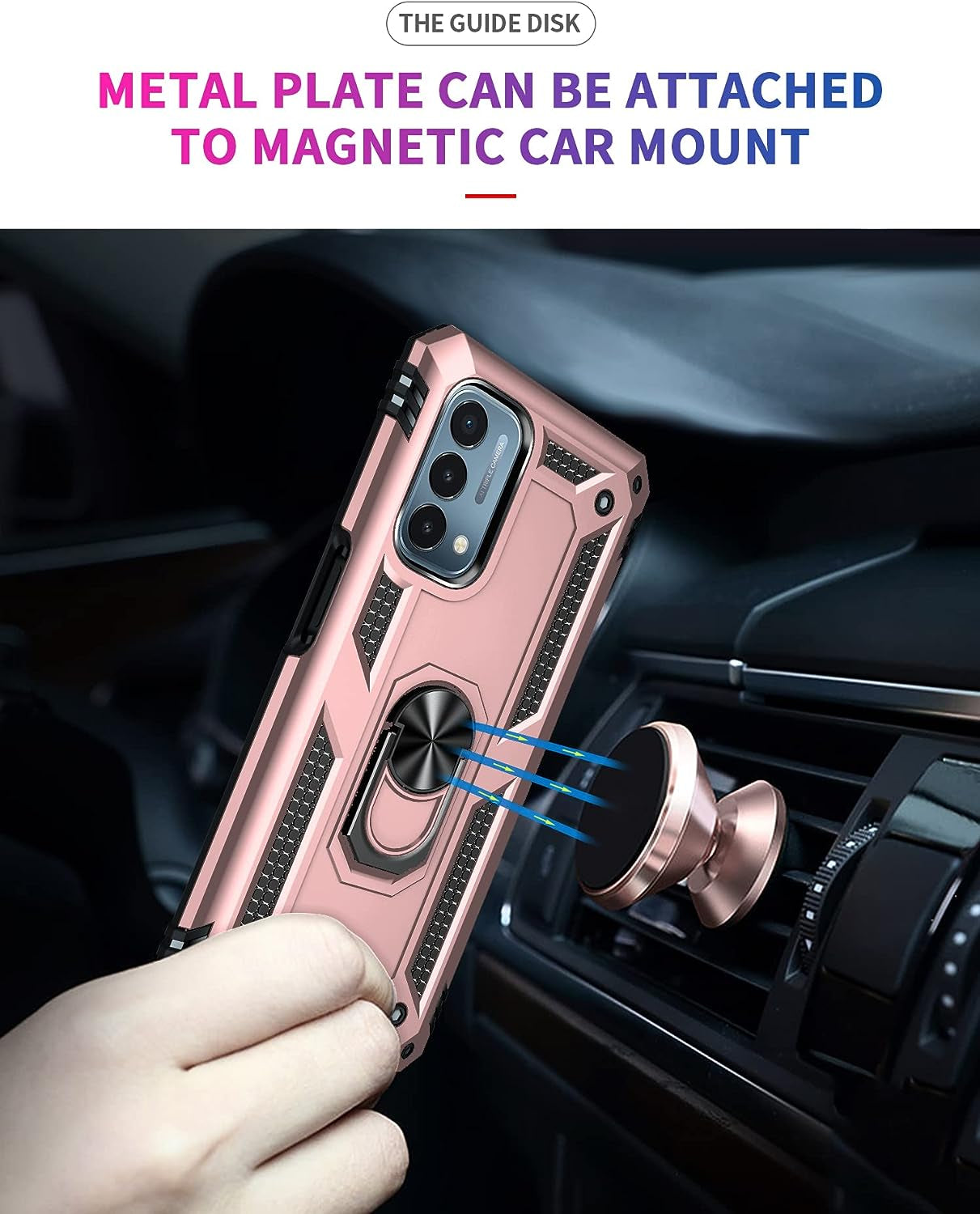 SKTGSLAMY for Oneplus Nord N200 5G Case,With Screen Protector,[Military Grade] 16Ft. Drop Tested Cover with Magnetic Kickstand Car Mount Protective Case for Oneplus Nord N200 5G, Rose Gold  SKTGSLAMY   