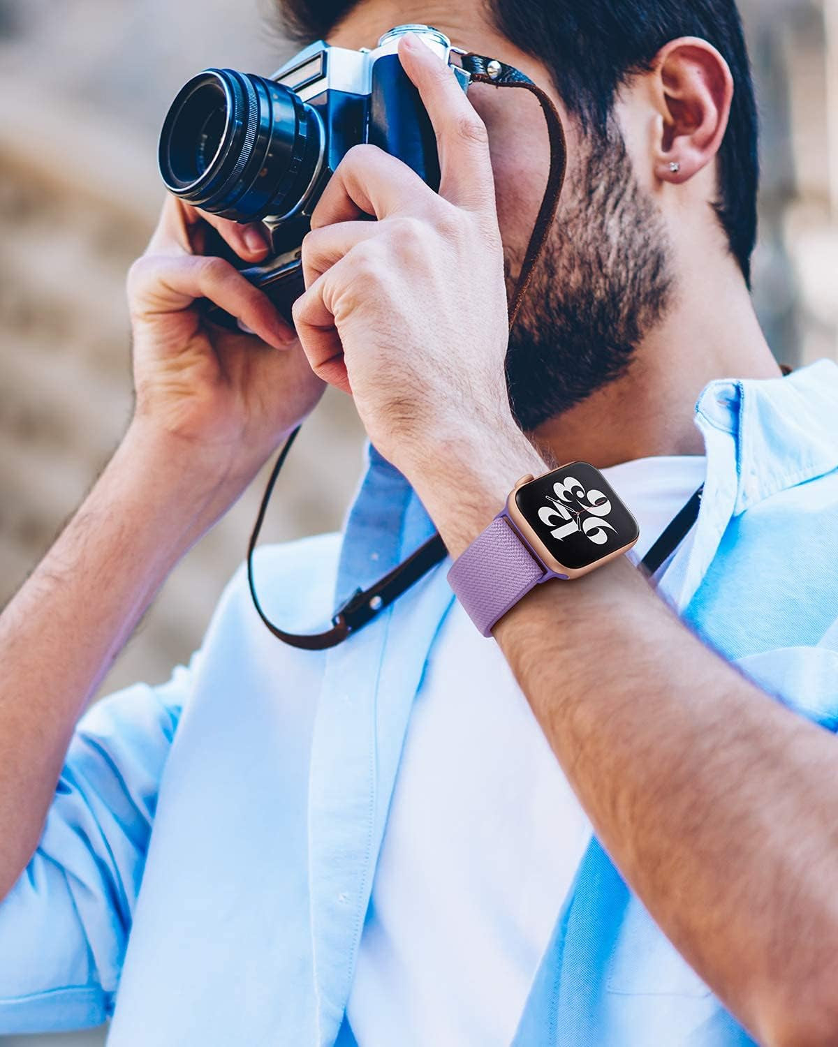 AMANECER Stretchy Nylon Watch Bands Compatible with Apple Watch Ultra Series 8/7/6/5/4/3/2/1 SE, Adjustable Braided Elastic Sport Loop Rugged Straps for Iwatch Women Men (Lavender Purple, 38/40/41MM)  AMANECER   