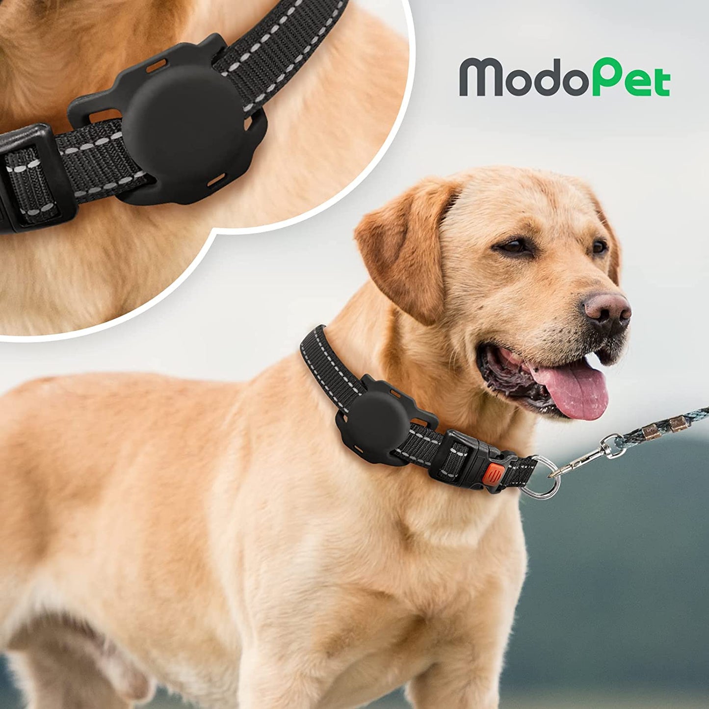 Modopet Airtag Dog Collar Holder Compatible with Apple Airtag GPS, with Adjustable Dog Collar for Small Medium Dogs, 2 Pack Airtag Protective Case  ModoPet   