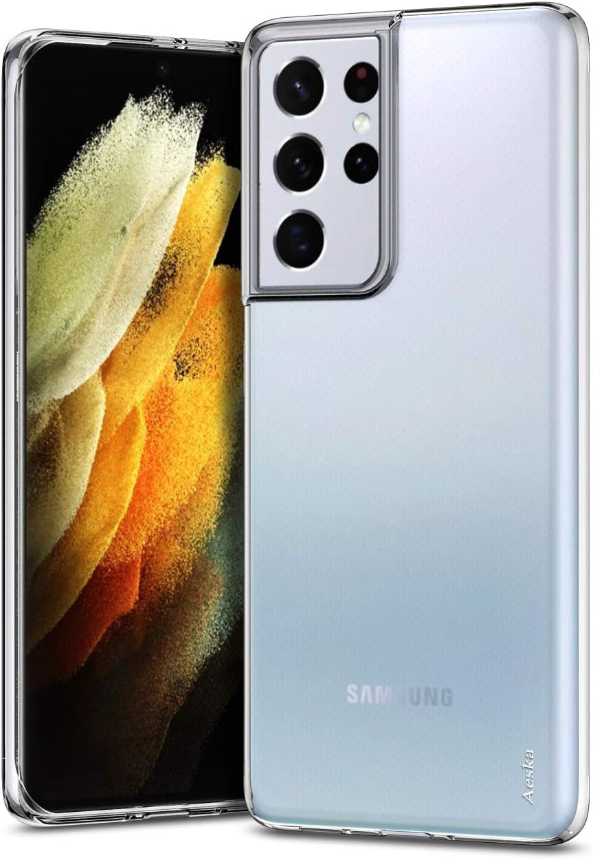 Aeska TPU for Samsung Galaxy S21 Ultra Case Clear, Ultra [Slim Thin] Flexible Clear TPU [Scratch-Resistant] Gel Rubber Soft Silicone Protective Phone Case Cover for Galaxy S21 Ultra 5G (Clear)  Aeska   