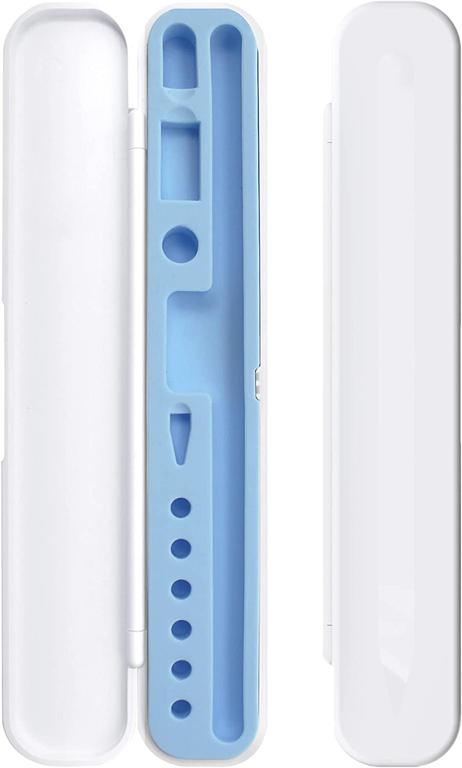 Techmatte Portable Electronic Device Cover, Compatible with Apple Pencil 1St and 2Nd Generation and Accessories-White with Blue Inner Liner, Case  TechMatte   