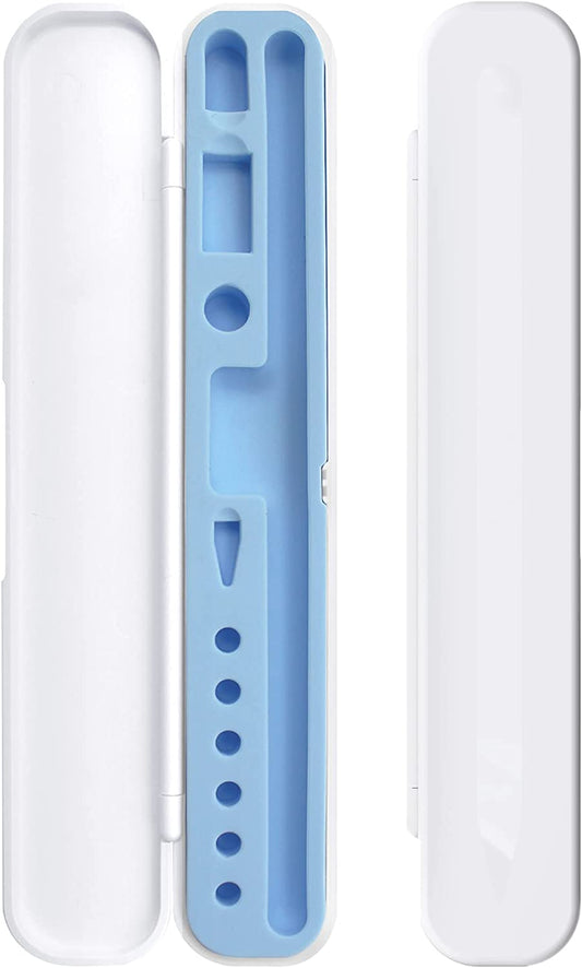 Techmatte Portable Electronic Device Cover, Compatible with Apple Pencil 1St and 2Nd Generation and Accessories-White with Blue Inner Liner, Case  TechMatte   