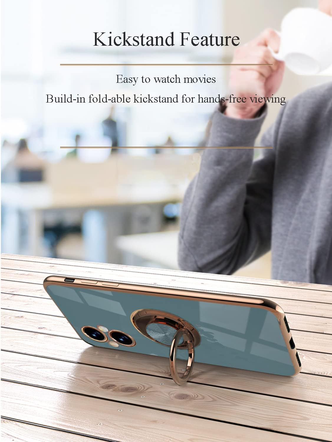 Yarxiawin Compatible for Oneplus Nord N20 5G Case Ring Holder Magnet Silicone, Oneplus N20 5G Case Thin Phone Case Aesthetic Black 360° Rotatable Metal Stand (Gray)  Yarxiawin   