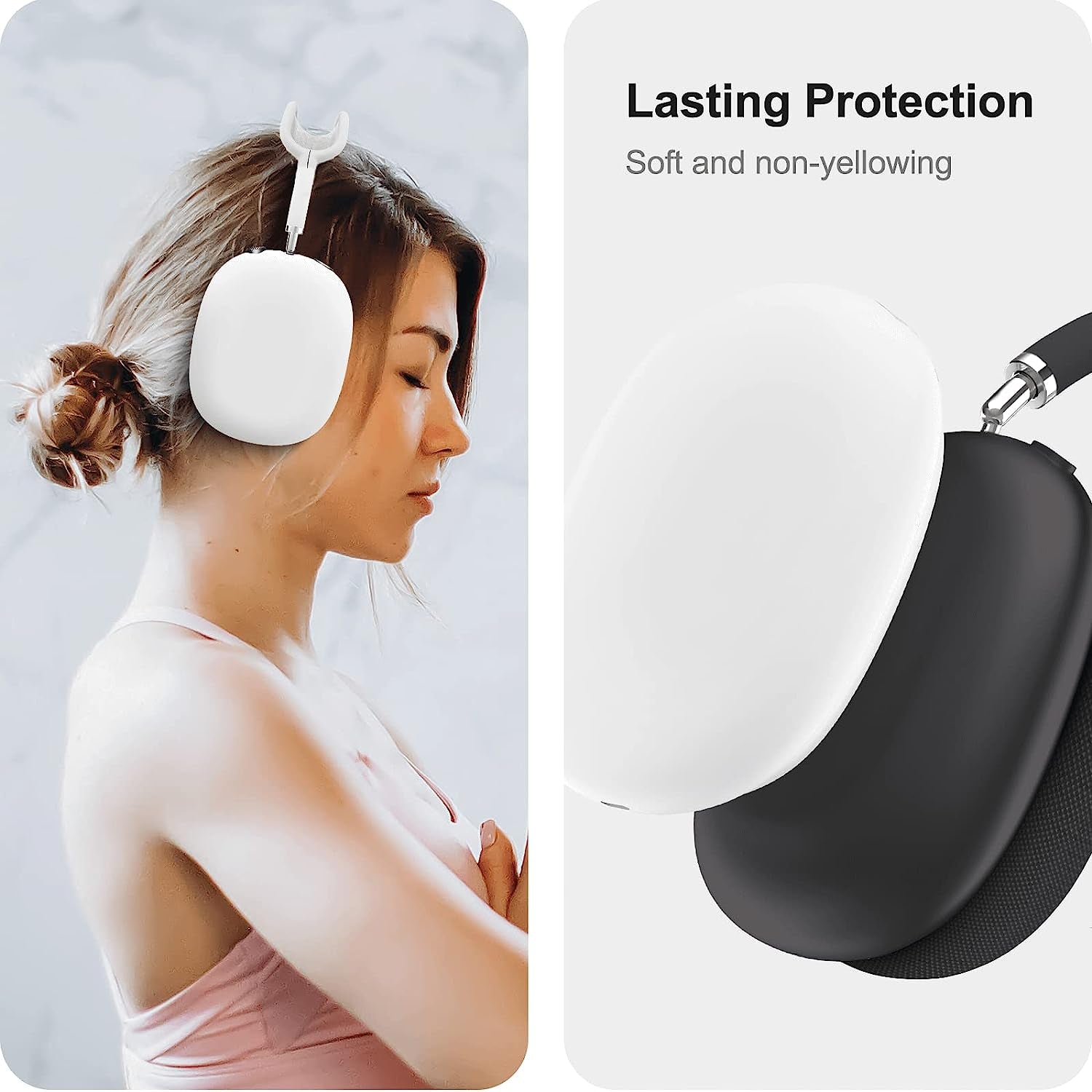 Woyinger Silicone Case for Airpods Max Headphones, Scratch-Resistant Earcup Caps and Headband Cover, Airpods Max Accessory Skin Case,White  Woyinger   