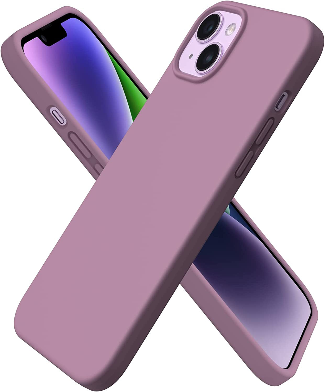 ORNARTO Compatible with Iphone 14 plus Case 6.7, Slim Liquid Silicone 3 Layers Full Covered Soft Gel Rubber Case Protective Cover 6.7 Inch-Baby Yellow  ORNARTO Lilac Purple  