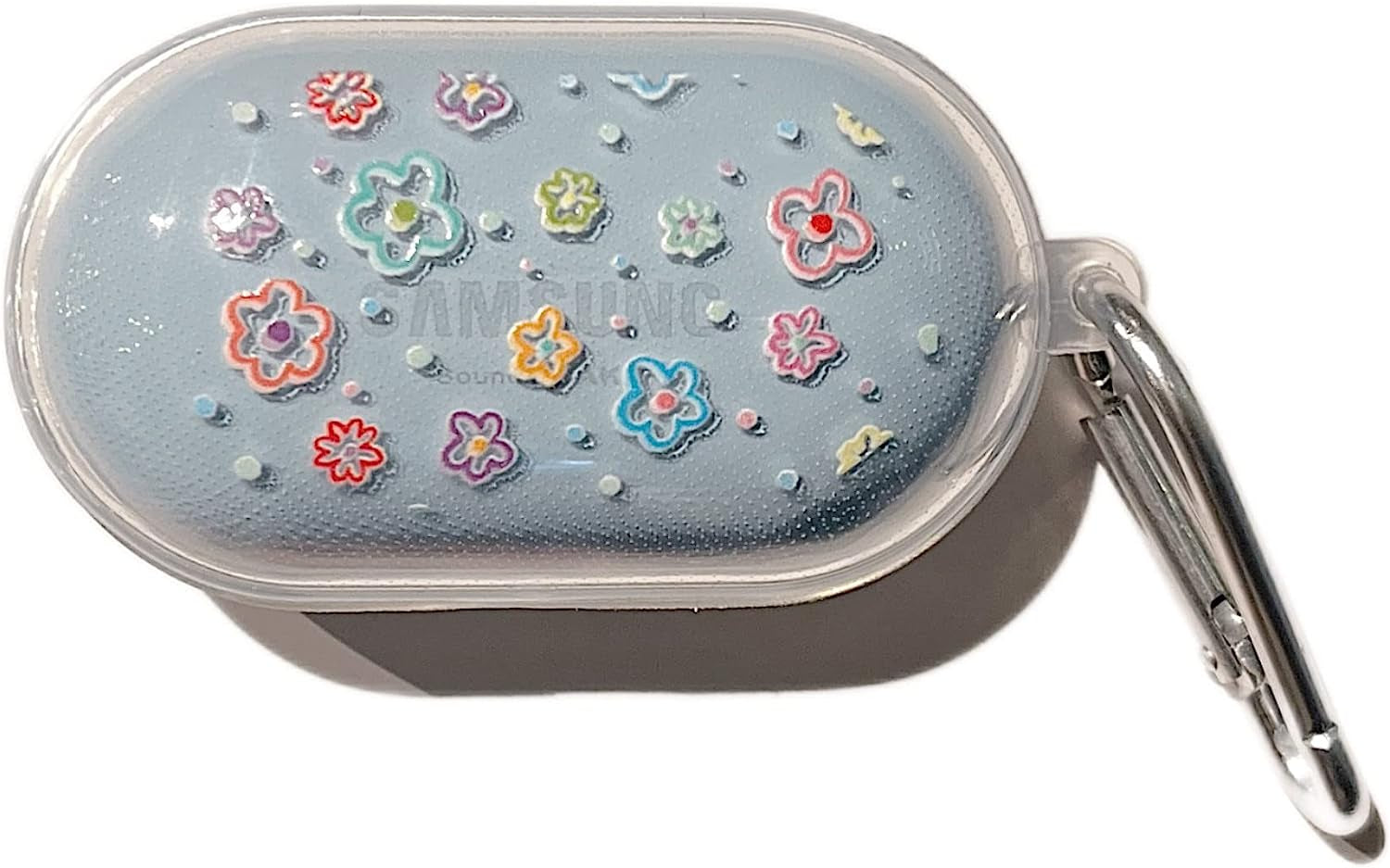 CASEVERSE Case for Samsung Galaxy Buds plus (2020) /Galaxy Buds (2019), Protective Hard Cover Skin with Keychain Carabiner Support Wireless Charging  CASEVERSE Flower 2  