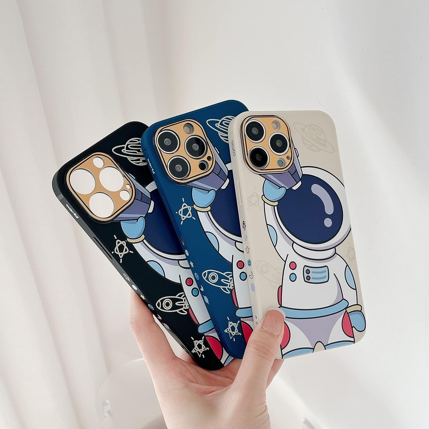 Yonds Queen for Iphone 12 Mini Cute Case, Cool Cartoon Astronaut Space Design Stylish Bumper Women Girls Protective Anti-Slip Shockproof Fashion Creative Case (Black Telescope, Iphone 12 Mini)  Yonds Queen   