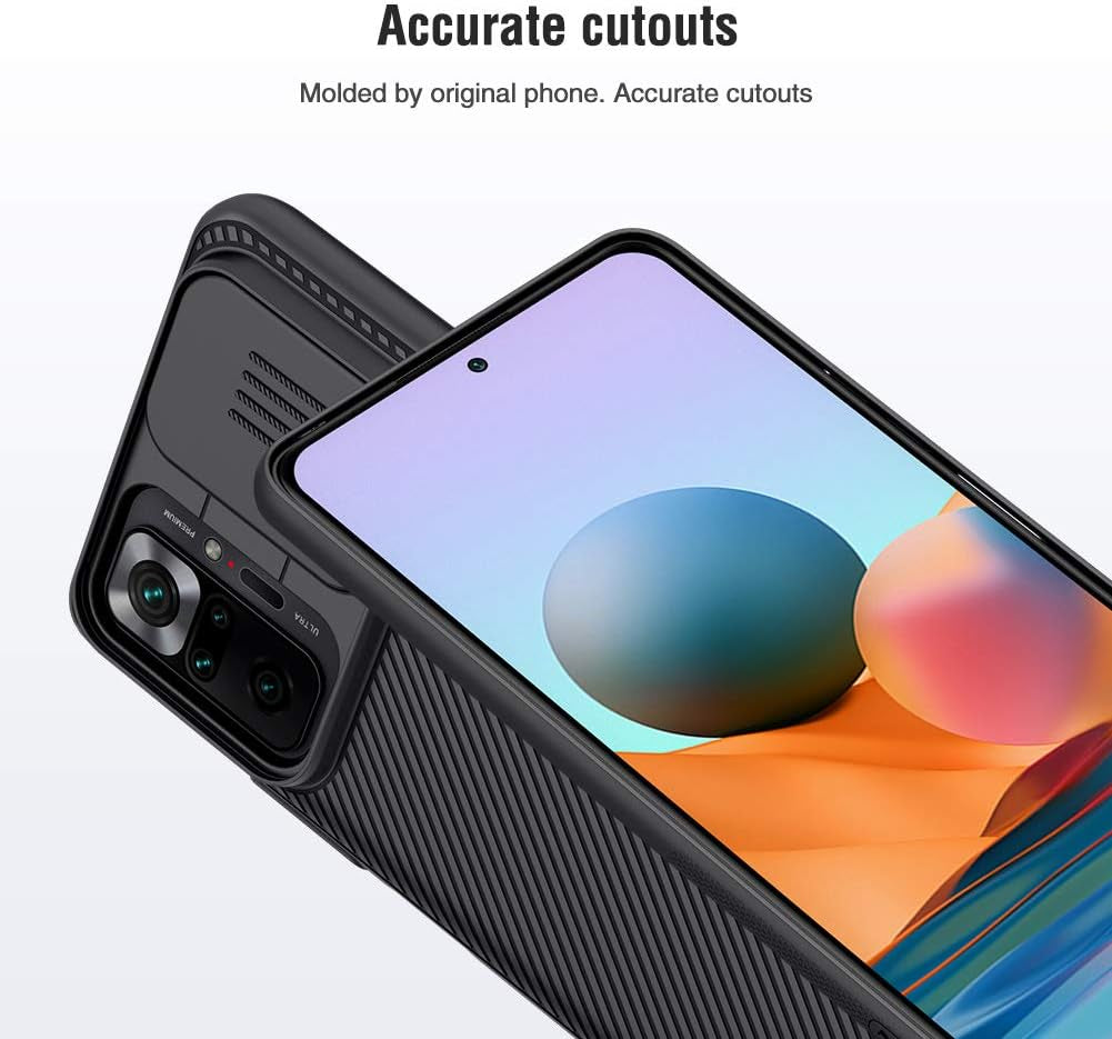 For Xiaomi Redmi Note 10 Pro Case, Nillkin Camshield Slim Case Protective Cover with Camera Protector Hard PC TPU Ultra Thin Anti-Scratch Phone Case for Redmi Note 10 Pro/Note 10 Pro Max (Black)  Grand Eletronics   