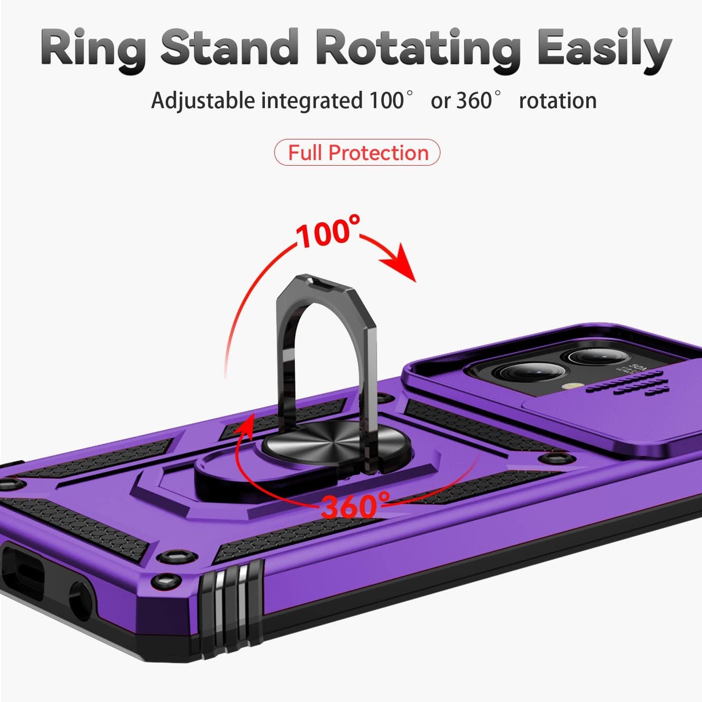 For Moto G Stylus 5G 2023 Case with Slide Camera Cover HD Screen Protector [Military Grade Drop Tested] Magnetic Ring Holder Kickstand Protective Phone Case for Motorola Moto G Stylus 5G 2023, Purple  PUSHIMEI Co., Ltd.   